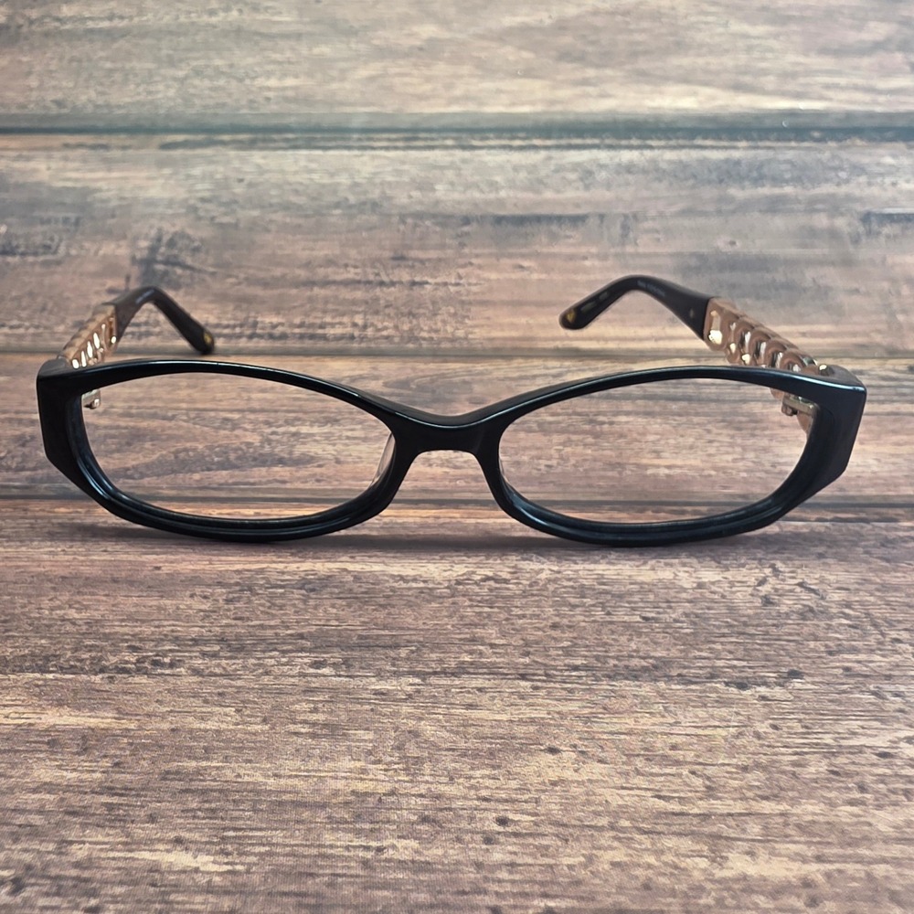 Bebe Charmed Ebony Black Gold Chain Link Eyeglasses Frames 51-15-130